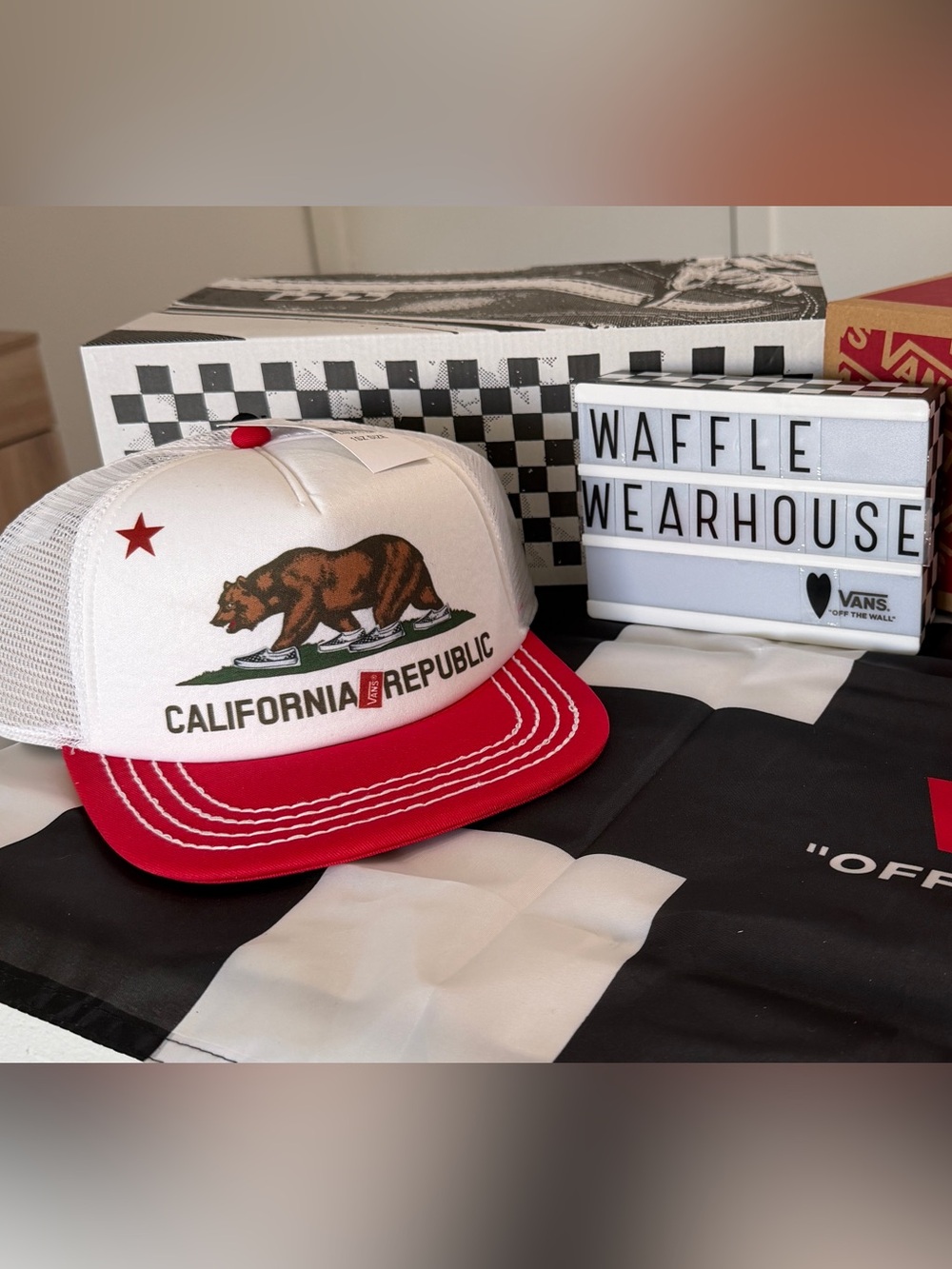 Vans White & Red California Republic Trucker Hat